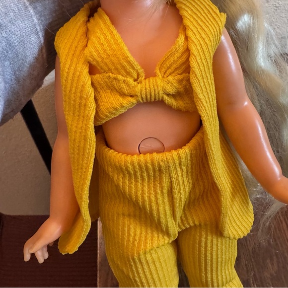 vintage ideal 15” chrissy or velvet doll clothes outfit top pants vest mustard - Picture 3 of 4